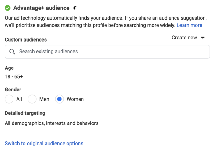 Advantage+ Audience Gender